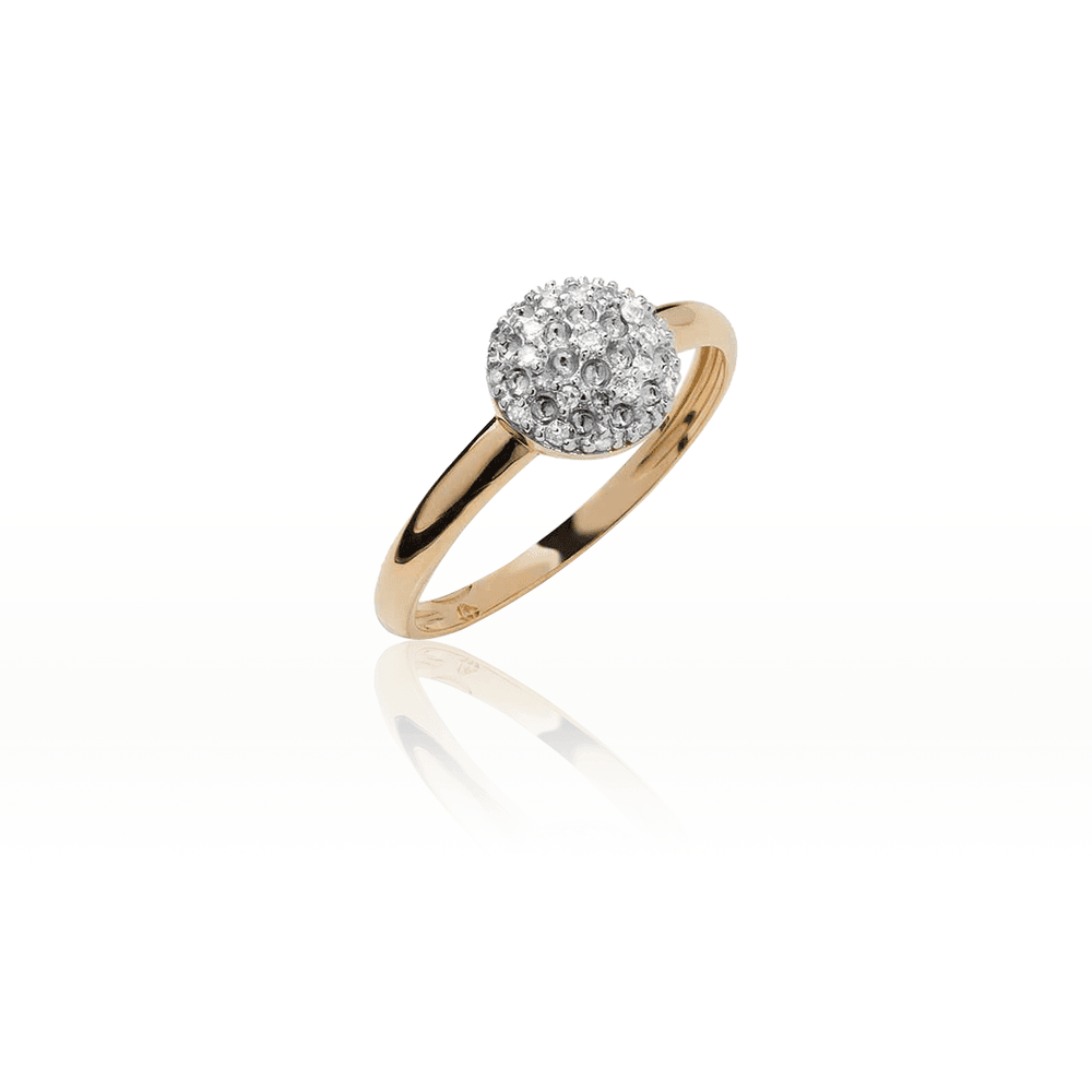 Anel Chuveiro Em Ouro 18K Com Diamantes 0,125Ct - Lisjoias