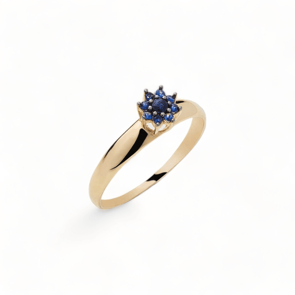Anel Chuveiro Em Ouro 18K Com Safira 0,154Ct - Lisjoias