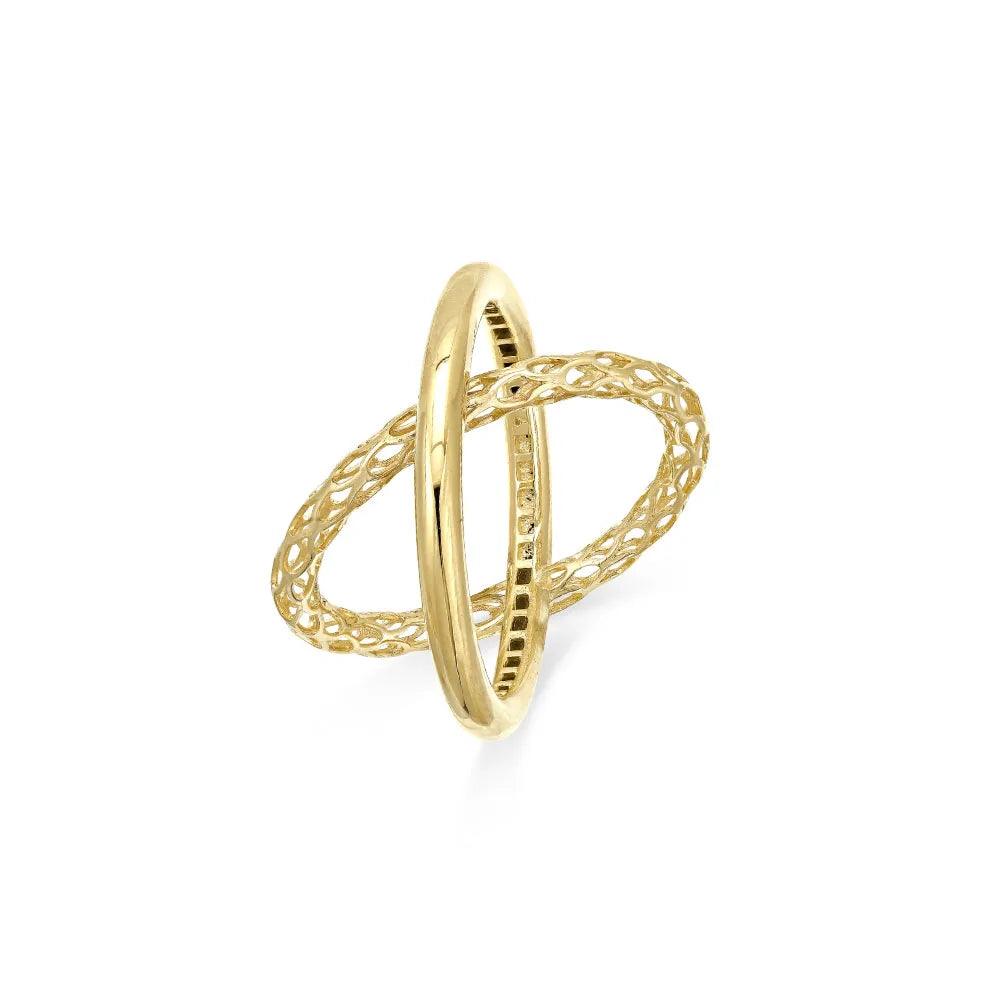 Anel X Aro Trabalhado Em Ouro 18K - Lisjoias