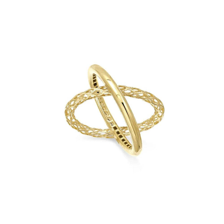 Anel X Aro Trabalhado Em Ouro 18K - Lisjoias