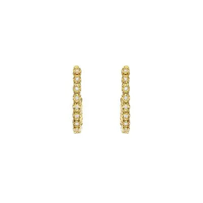 Brinco Argola Diamantada Em Ouro 18K Com Diamantes 0,09Ct