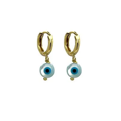 Brinco Argola Olho Grego Em Ouro 18K