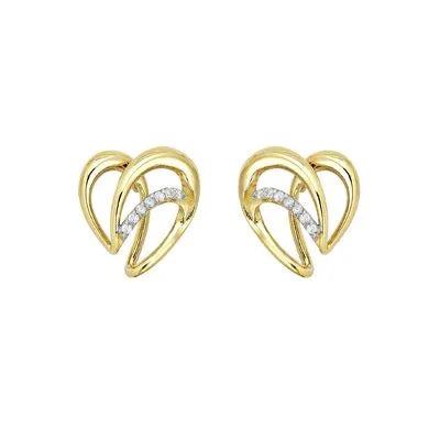 Brinco Coração Vazado Em Ouro 18K Com Diamantes 0,126Ct