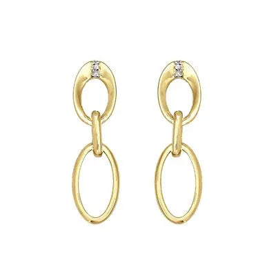 Brinco Elos Em Ouro 18K Com Diamantes 0,01Ct