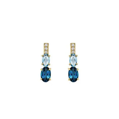 Brinco Topázios Em Ouro 18K Com Diamantes 0,05Ct