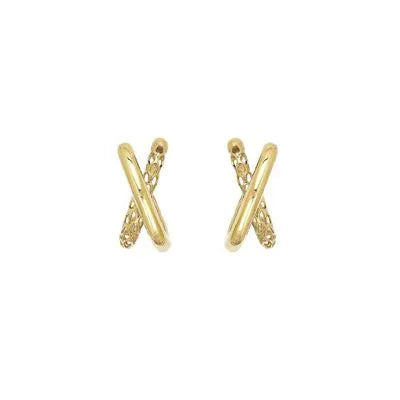 Brinco X Fio Trabalhado Em Ouro 18K