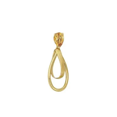 Pingente Chapa Em Ouro 18K Gota Citrino