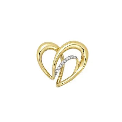 Pingente Coração Vazado Em Ouro 18K Com Diamantes 0,081Ct