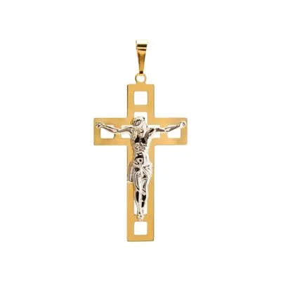 Pingente Crucifixo Em Ouro Amarelo E Branco 18K