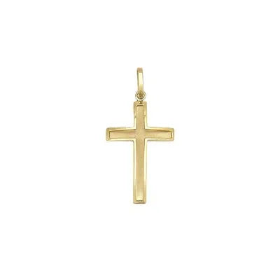 Pingente Cruz Borda Lisa Em Ouro 18K