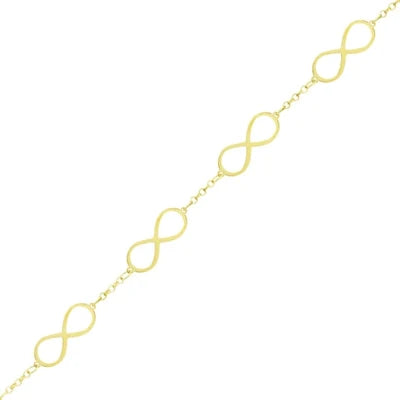 Pulseira Com Símbolos Do Infinito Ouro 18K