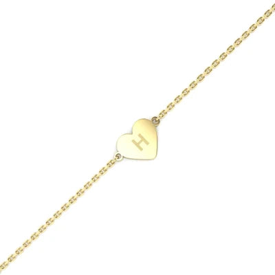 Pulseira Personalizada com Letra no Coração Ouro 18k