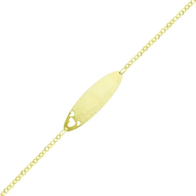 Pulseira Recém Nascido Com Corações Vazados Ouro 18K