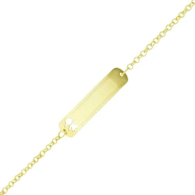 Pulseira Recém Nascido Plaquinha Vazada Menina Ouro 18K