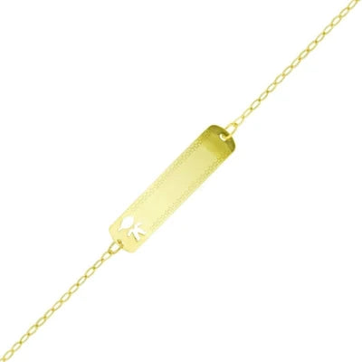 Pulseira Recém Nascido Plaquinha Vazada Menino Ouro 18K