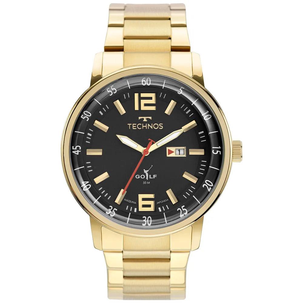 Relógio Technos Masculino Golf Dourado 2115MWD/1H - Lisjoias