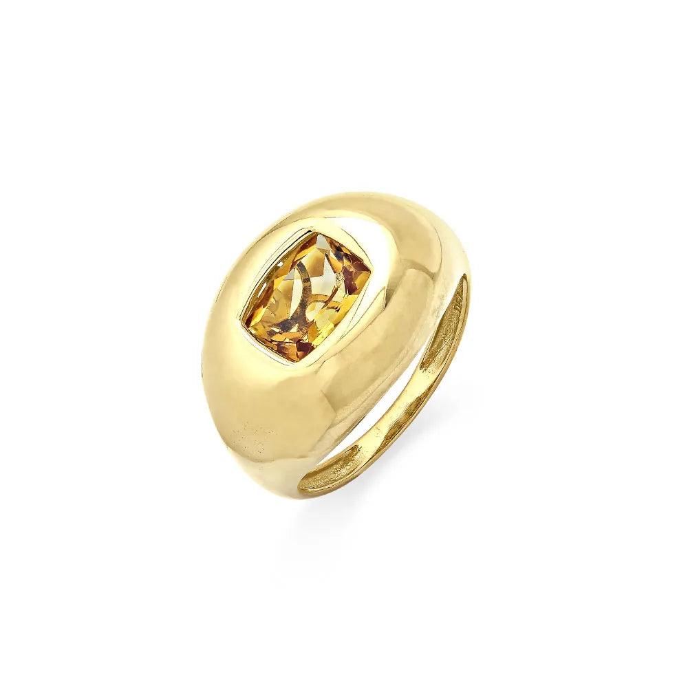 Anel Oval Em Ouro 18K Com Citrino - Lisjoias